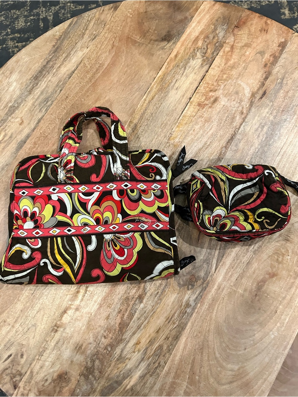 Vera Bradley Multicolor Pattern Travel Toiletries Bag and Makeup Bag EUC